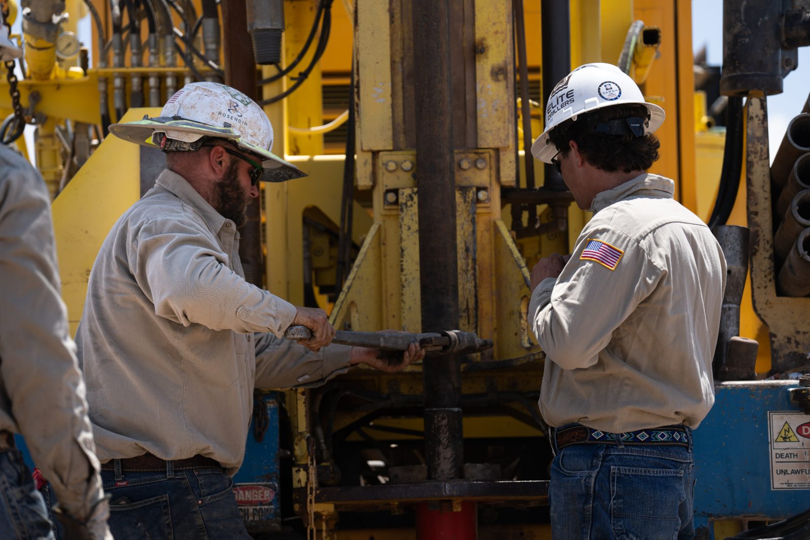 Elite Drillers crew working a water well rig