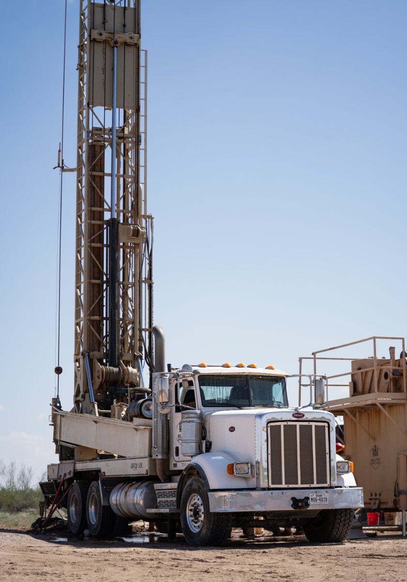 Elite Drillers geotechnical drilling rig on site